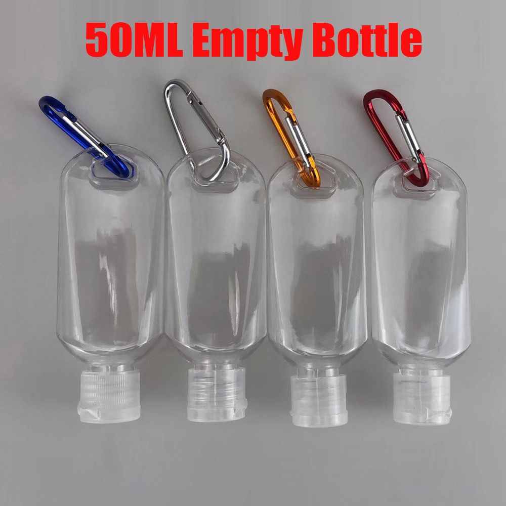 New 50ML Empty Refillable Bottle With Key Ring Hook Clear Transparent