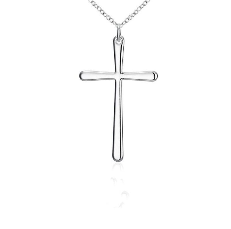 Whole Simple 925 Sterling Silver Cross Pendant Snake Chain Necklaces 2019 New Jewelry Accessories Heart Necklace Black