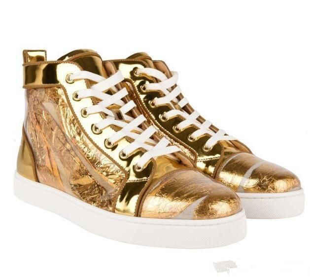 gold red bottom sneakers