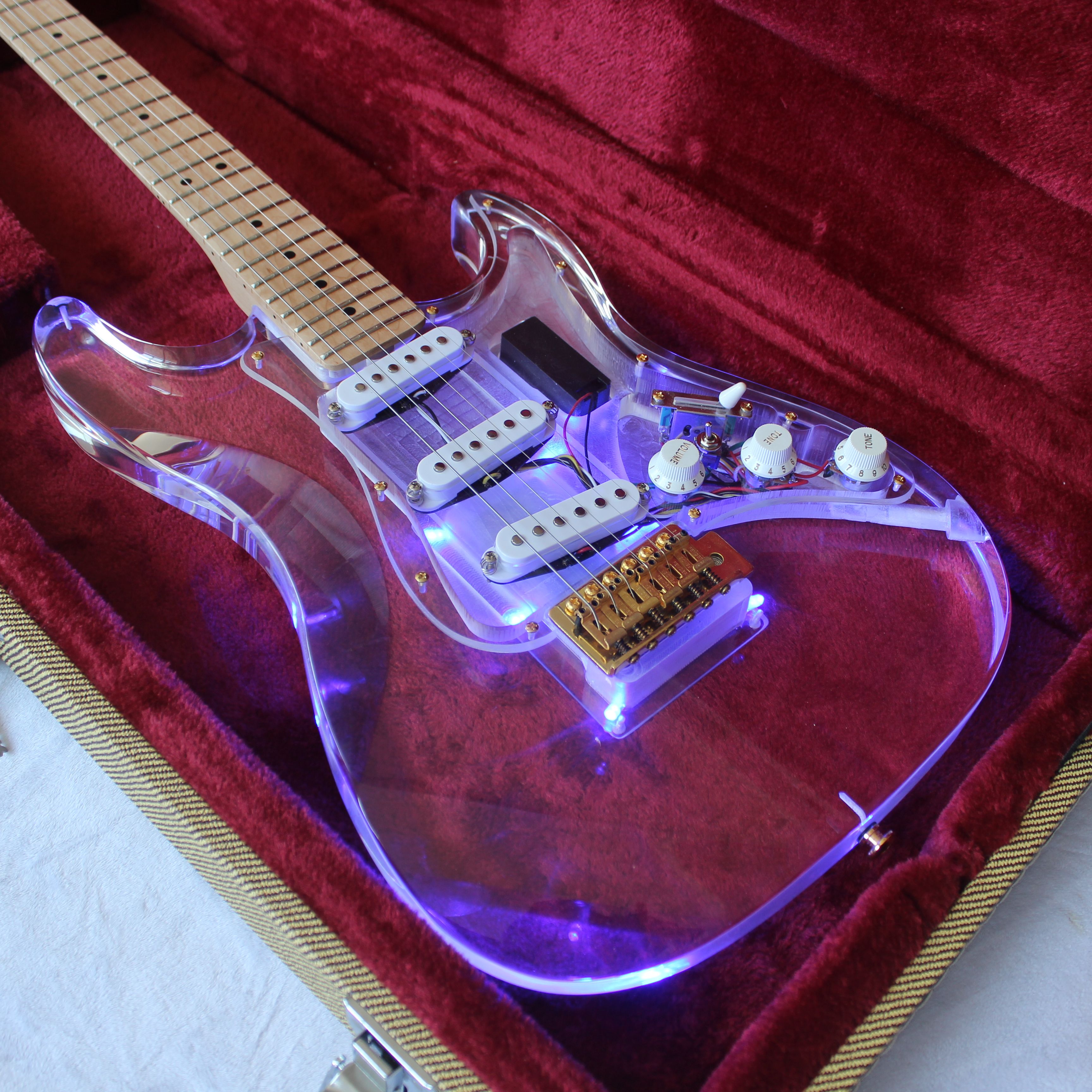 Compra Acrílico Crystal LED De La Guitarra Eléctrica / Plexiglás Transparente  Guitarra Eléctrica / Cuerpo Con LED Azul / ST 6 Cuerdas Guitarra / TL Del  Cabezal Barato | Entrega Rápida Y Calidad | Es.Dhgate