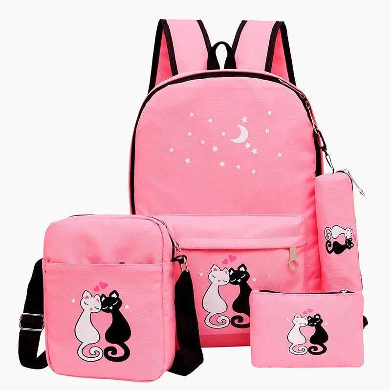 Compra 4 Unids / Set Mujeres Mochila Gato Impresión Lona Bolsos Escolares  Para Niñas Adolescentes Estilo De Muy Buen Gusto Mochila Bolsa De Libro  Lindo Mochila Feminina Y19051701 Barato | Entrega Rápida