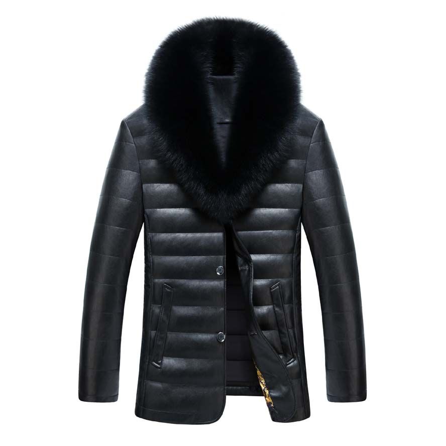 Satin Al Gercekten Tilki Kurk Yakali Kis Sicak Erkek Deri Ceket Ve Mont Yeni Erkek Ceket Pu Deri Ceket Erkekler Uzun Kis Ceket Tl2 523 83 Dhgate Comda