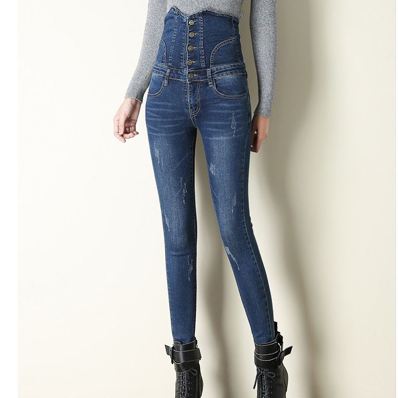Compra Jeans De Mujer Super High Cintura Para Mujeres Push Up Plus Tize  Black Skinny Woman Botones Largo Elástico Denim Pantalones Pantalones  Trabajos Barato | Entrega Rápida Y Calidad | Es.Dhgate