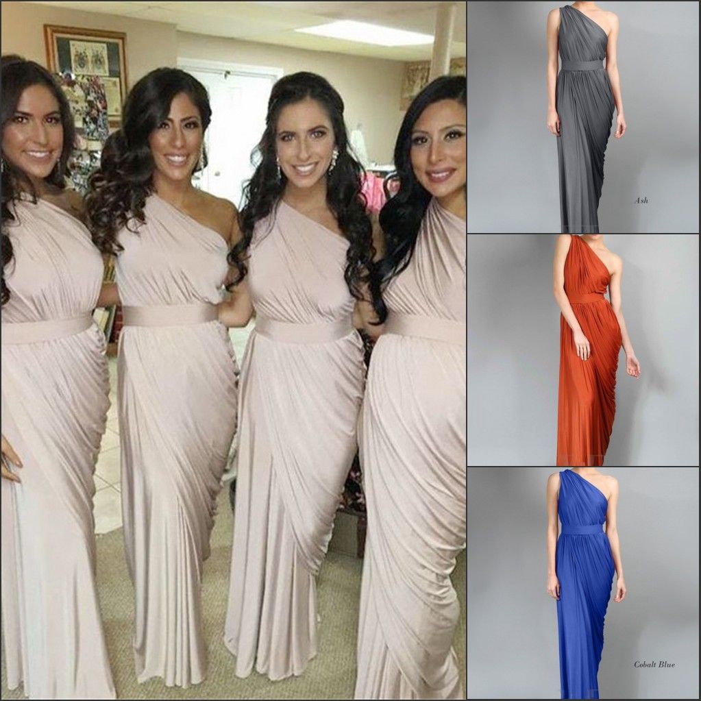 Hairstyles For One Shoulder Bridesmaid Dresses One Shoulder Side Slit Bridesmaid Dresses Long Split Wedding Guest Party Gown Evening Prom Dress Orange Coral Blush Pink Maid Of Honor Dress From Queenfashion, $90.55 | DHgate.Com