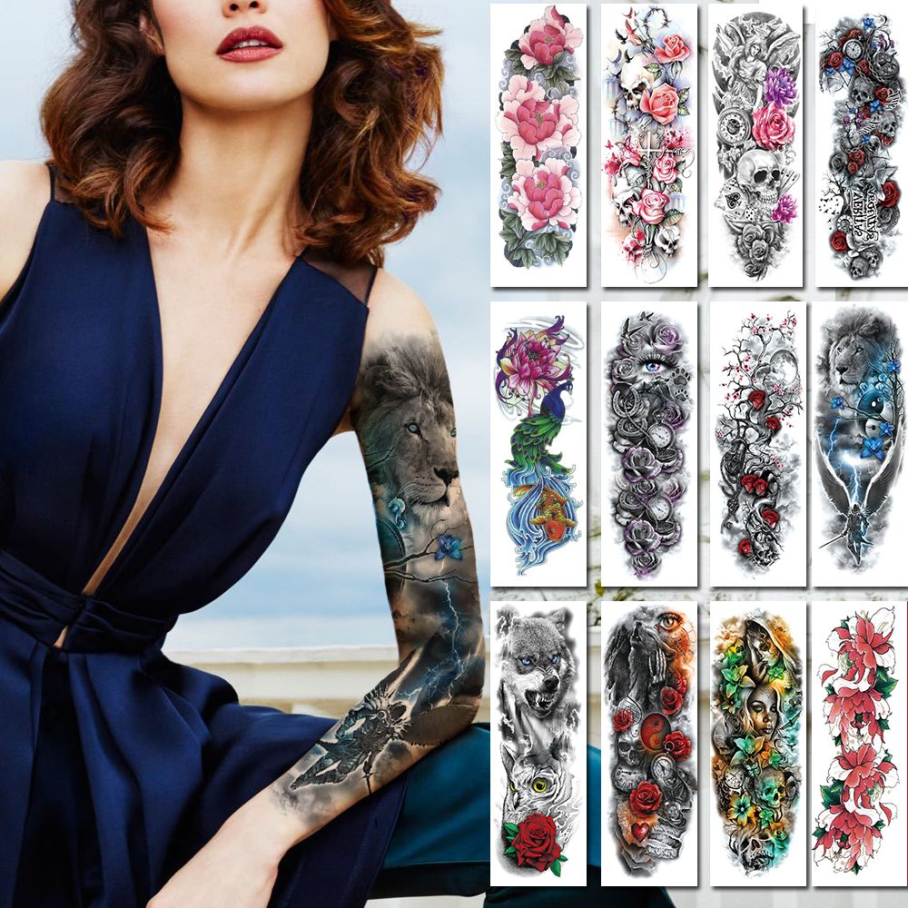 Large Arm Sleeves Tattoos Waterproof Temporary Rose Lotus Women Girl Flower Tattoo Sticker Skull Angel Men Full Fake Black Tatoo From Meets01 0 51 Dhgate Com Large Arm Sleeves Tattoos Waterproof Temporary Rose Lotus Women Girl Flower Tattoo Sticker Skull Angel Men Full Fake Black Tatoo From Meets01 0 51 Dhgate Com