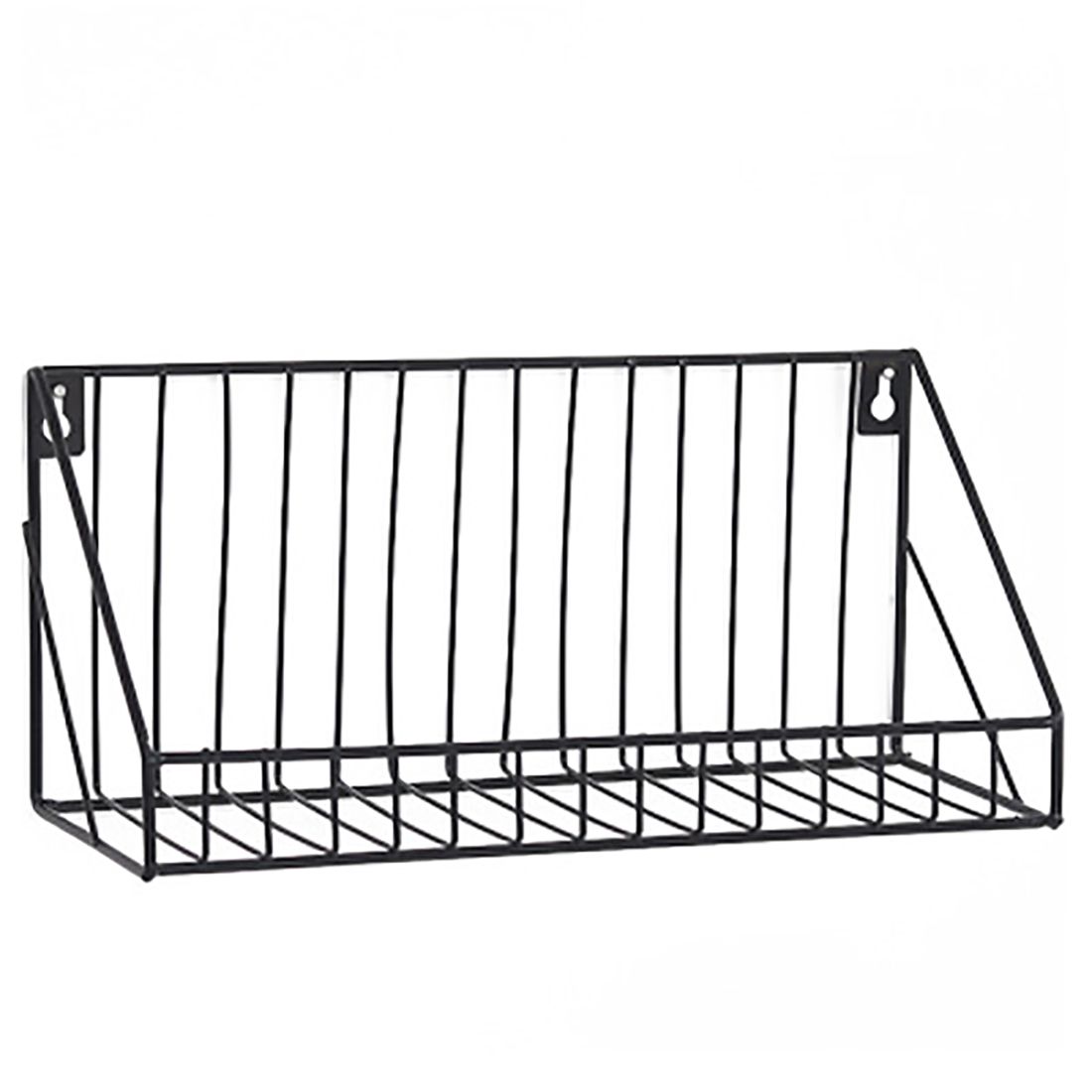 wall mount wire basket shelf with hooks