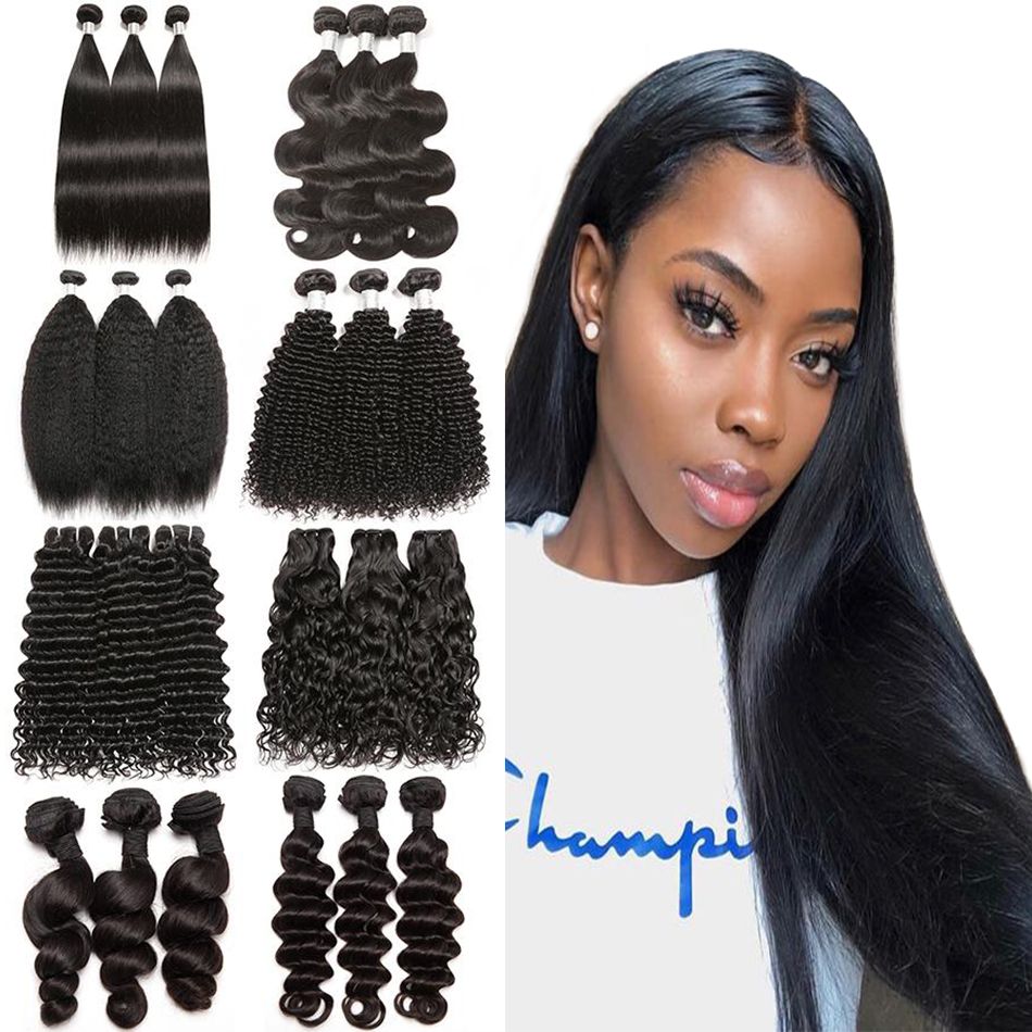 Malaysian Human Hair 3 Bundles Straight Body Wave Kinky Curly Deep