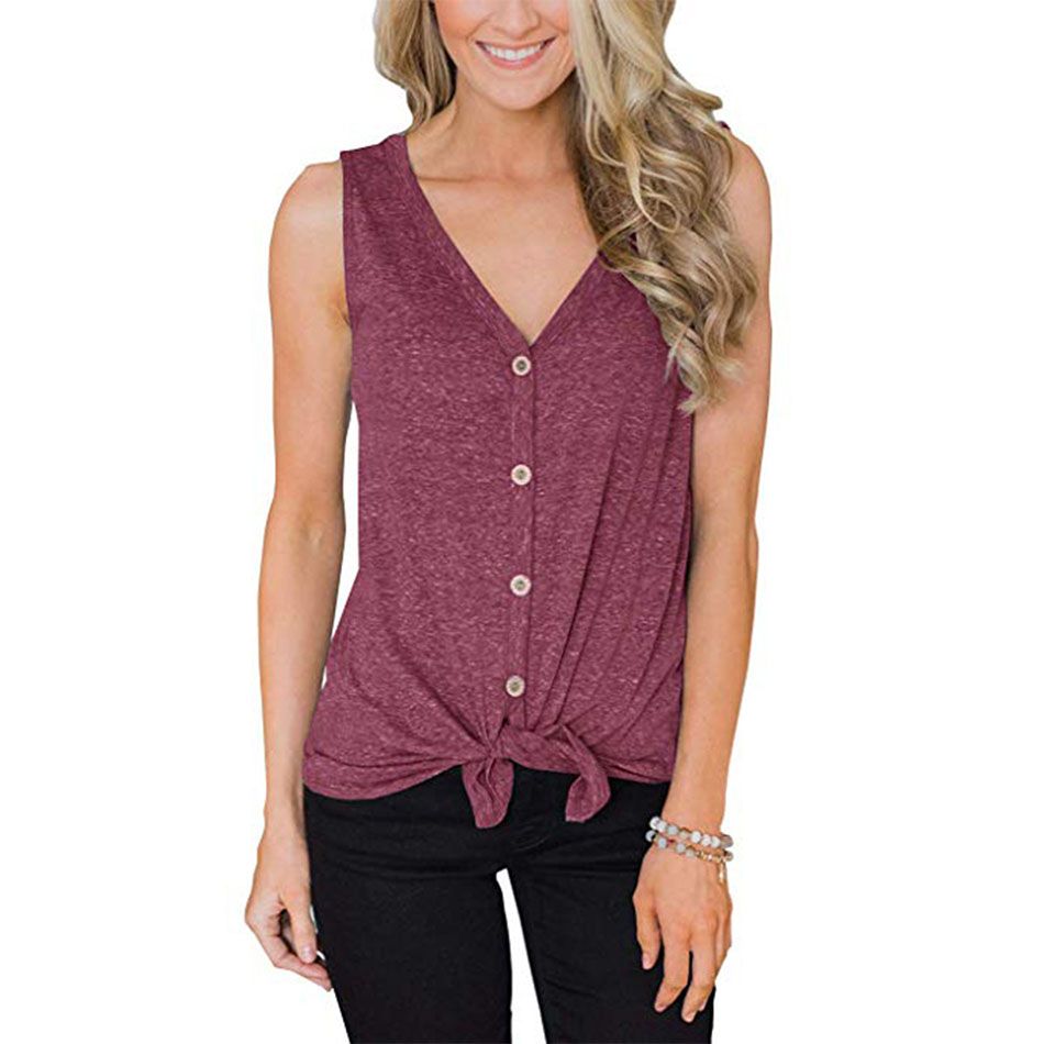 Womens Sleeveless V-Neck Tank Tops Ladies Zip Front Summer Long Vest Blouse