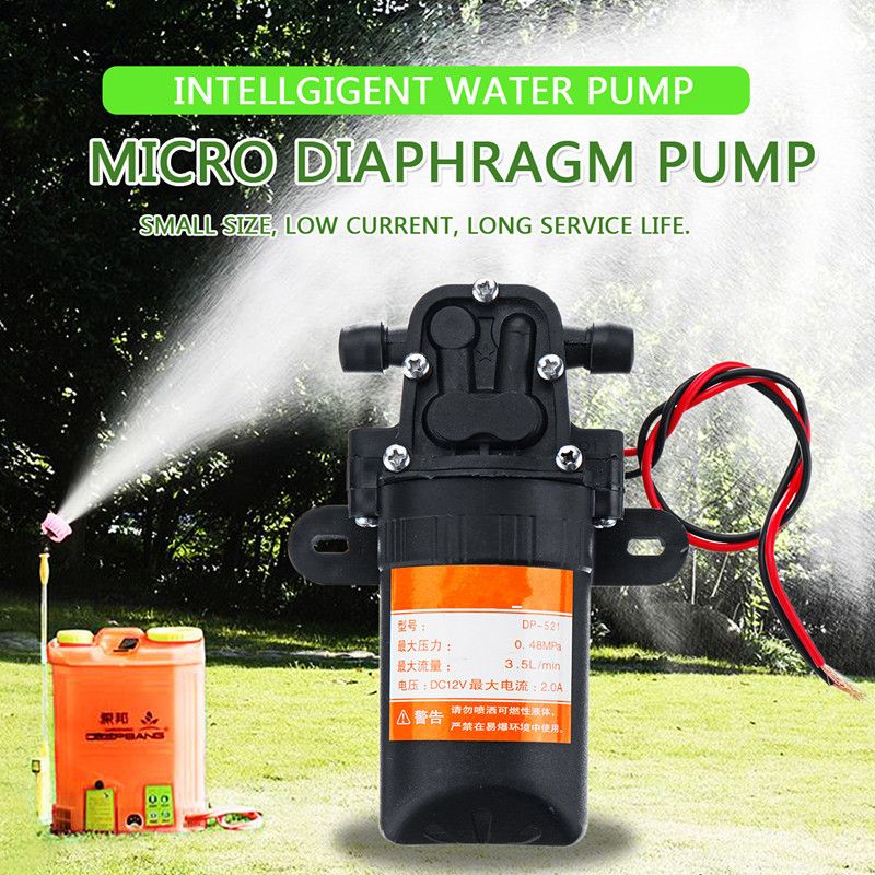 DC 12V 70PSI Agricultural Electric Diaphragm Water Sprayer Pump Black 3.5L/Min 