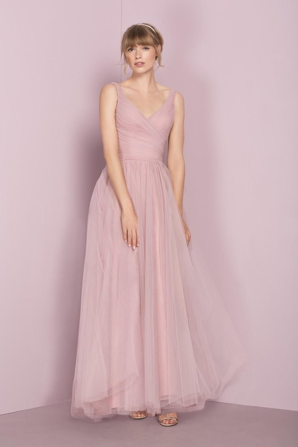 Acheter Pas Cher Rose Robes De Demoiselle Dhonneur V Décolleté Sans Manches Plis Kelseyrose 2019 Vente Chaude Tulle Robe De Mariage Invité Demoiselle