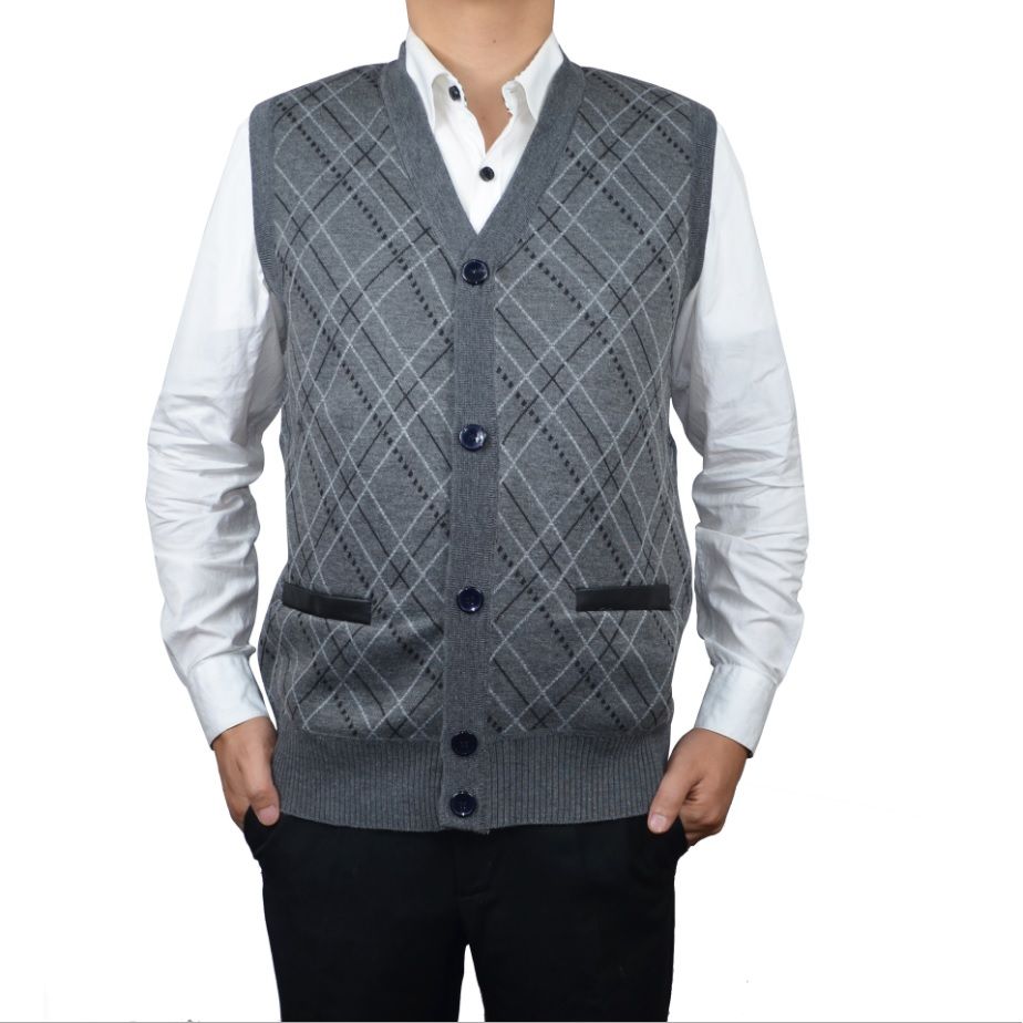 Mens Wool Vest Mens Sleeveless Vest Thick Warm Knit Vest,Sweater Color : Brown, Size : 2XL