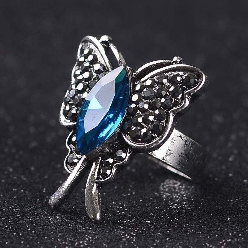 Sra Blaike Anillo De Mariposa Plateada Anillo De Ópalo De S Sra Blaike Anillo De Mariposa Plateada Anillo De Ópalo De S