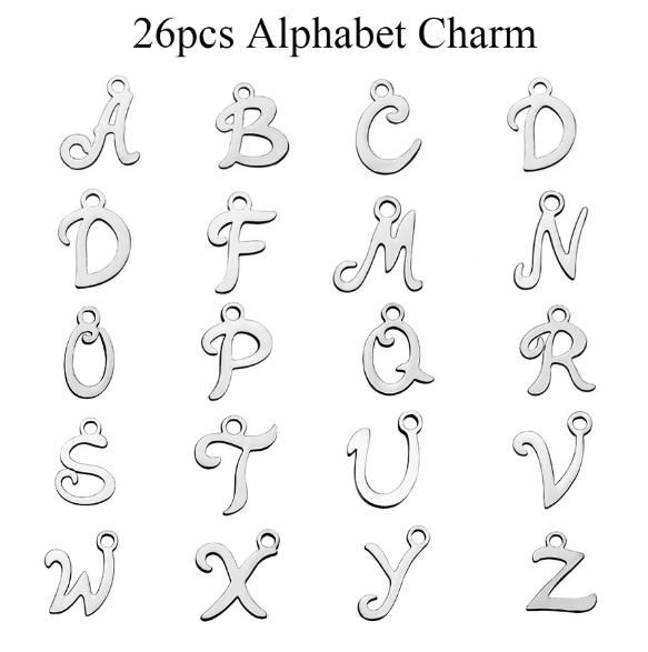 2020 DIY Jewelry Stainless Steel Alphabet Pendant Charms For Necklace