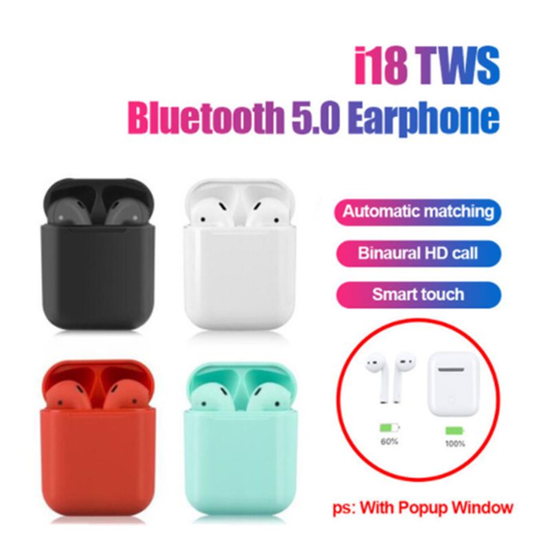 satin al 2019 yeni i18 tws kulaklik bluetooth 5 0 kulaklik dokunmatik kontrol kulaklik bluetooth otomatik eslestirme kulakliklar tl69 45