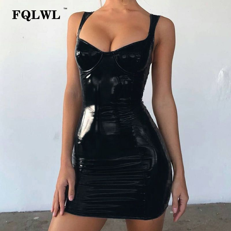 Compre Faux Latex PU Cuero Vestido De Mujer Walless Wrap Mini Azul Negro  Vestidos Rojos Bodycon Sexy Night Club Short Fiesta A 12,84 € Del  Stylefisher | Es.Dhgate.Com
