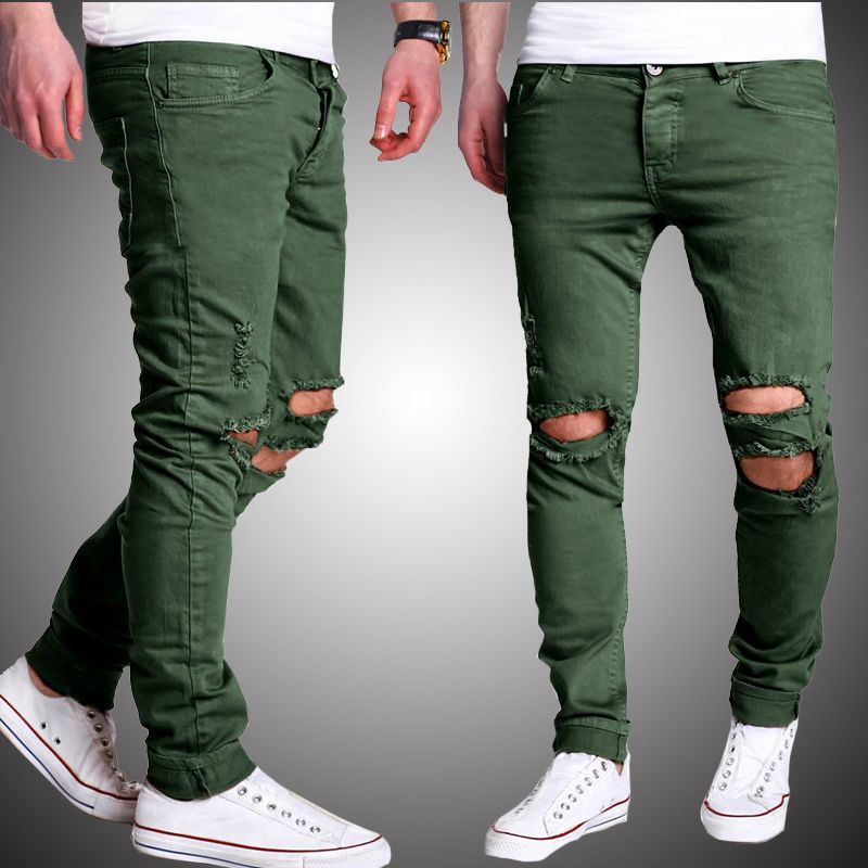 Compra Pantalones Vaqueros Rotos Para Hombres Pantalones De Mezclilla  Pantalones Vaqueros De Streetwear Pantalones De Ciclista De Hip Hop Para  Hombres Pantalones De Mezclilla Negro Verde HA022 Barato | Entrega Rápida Y