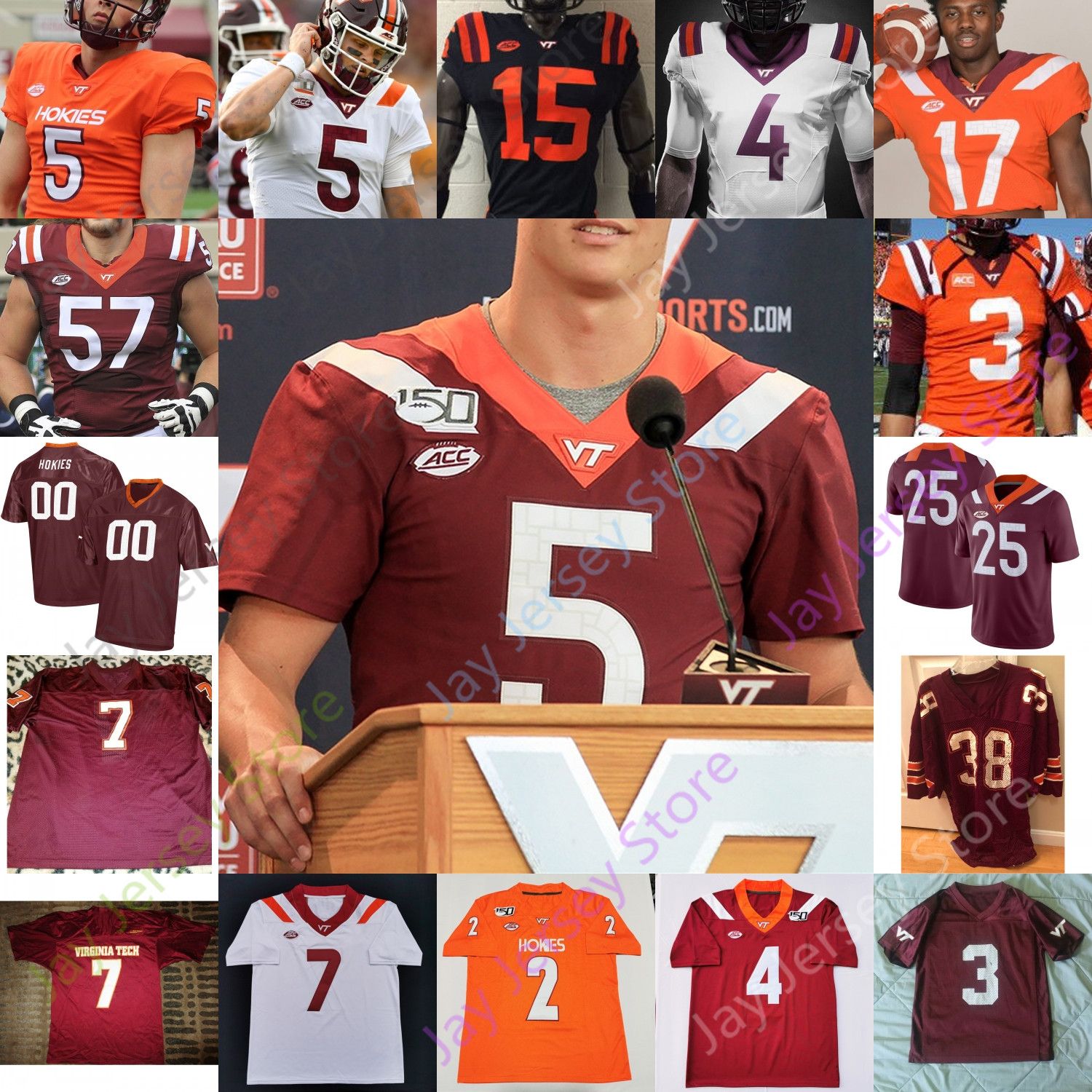 Virginia tech football jersey custom Clearance