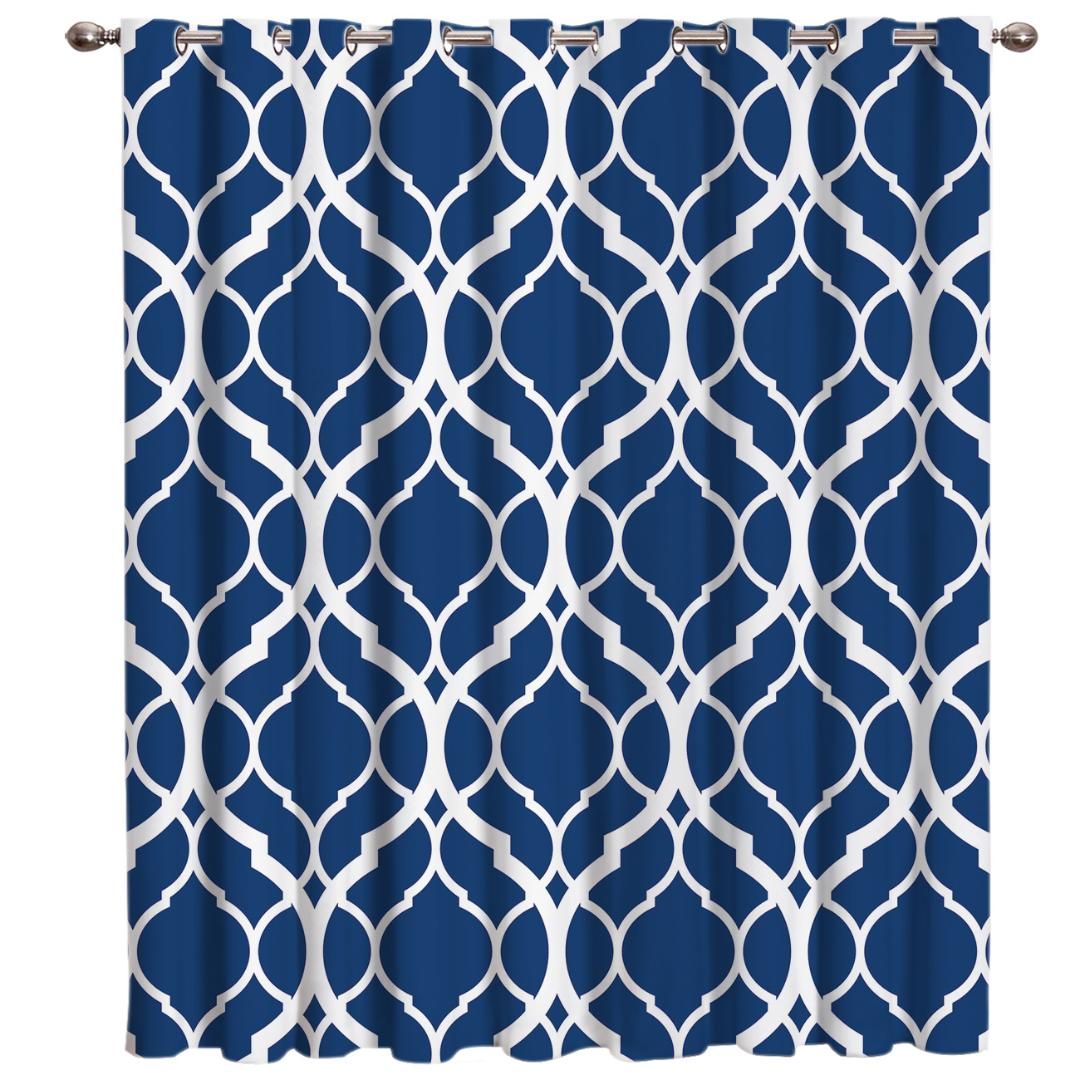 2019 Moroccan Blue Pattern Window Curtains Dark Curtains Bathroom