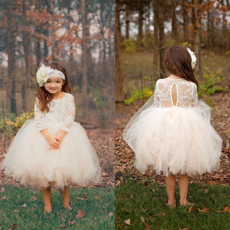 2019 Boho Ball Gown Puffy Cupcake Short Toddler Flower Girls