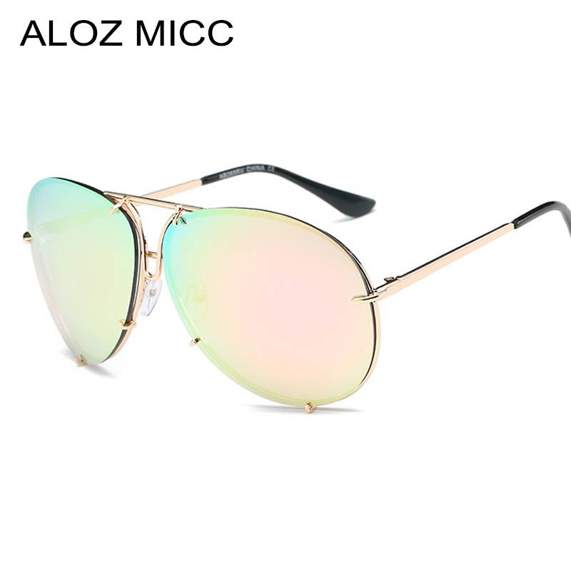 ALOZ MICC Qualitäts-Frauen-Retro- Sonnenbrille klassische Marken-Designer Oval Sonnenbrillen Beschichtung Spiegel Taukappen A004