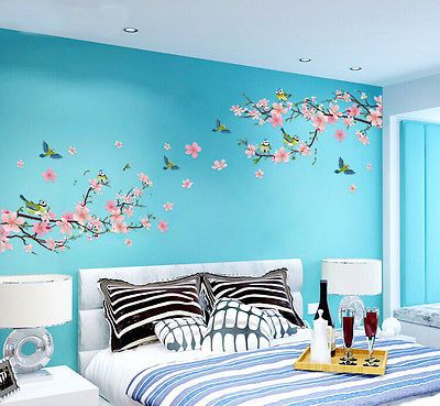 Large Cherry Blossom Flower Butterfly Tree Wall Stickers Art Decal Decor Cnsdm 