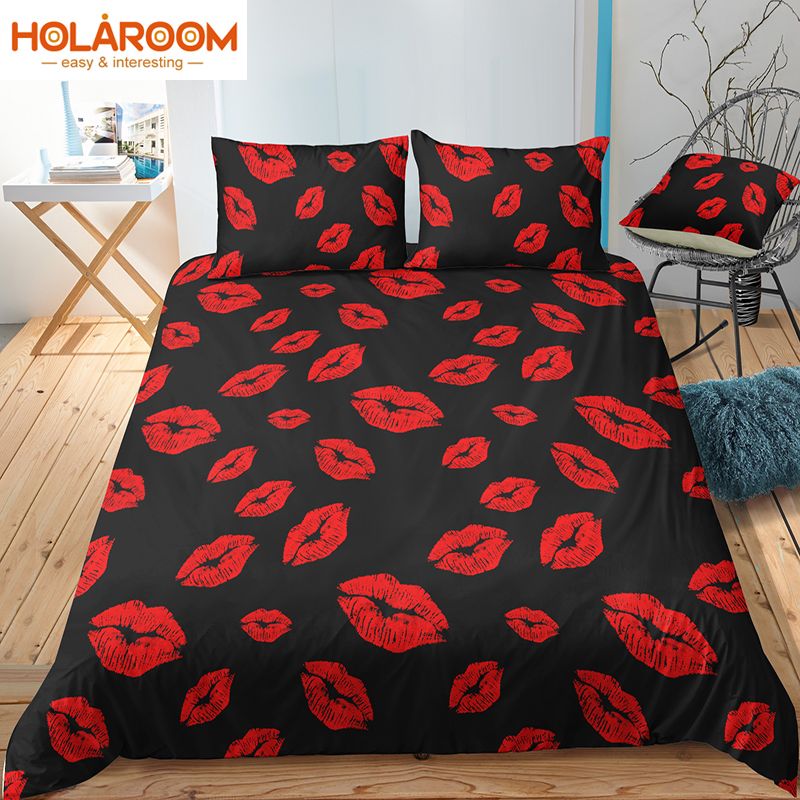 3d Printing Bedding Sets Red Lips Duvet Cover Set For Home