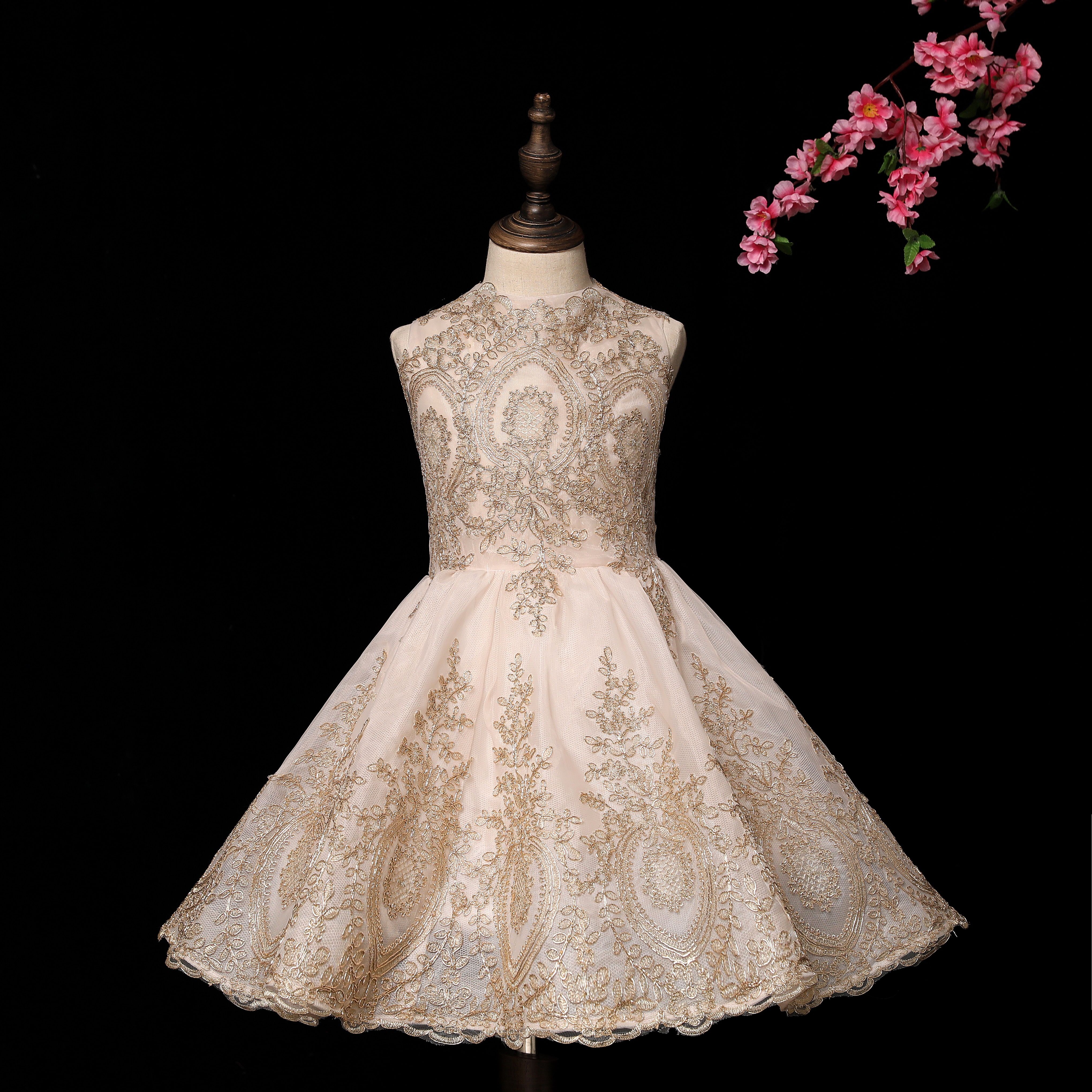 Pretty Champagne Applique Knee Length Girls Pageant Dresses Flower Girl Dresses Princess Party Dresses Child Skirt Custom Made 2 14 H From Happiness50 44 8 Dhgate Com