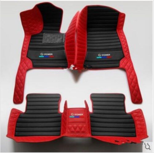 red and black car mats