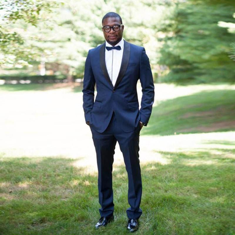 Acquistare Smoking Blu Royal Slim Fit Smoking One Button Scialle Nero  Bavero Due Pezzi Vestito Custom Made Groom Giacca + Pantaloni + Papillon  Economico | Consegna Veloce E Qualità | It.Dhgate