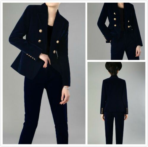 navy blue velvet suit ladies