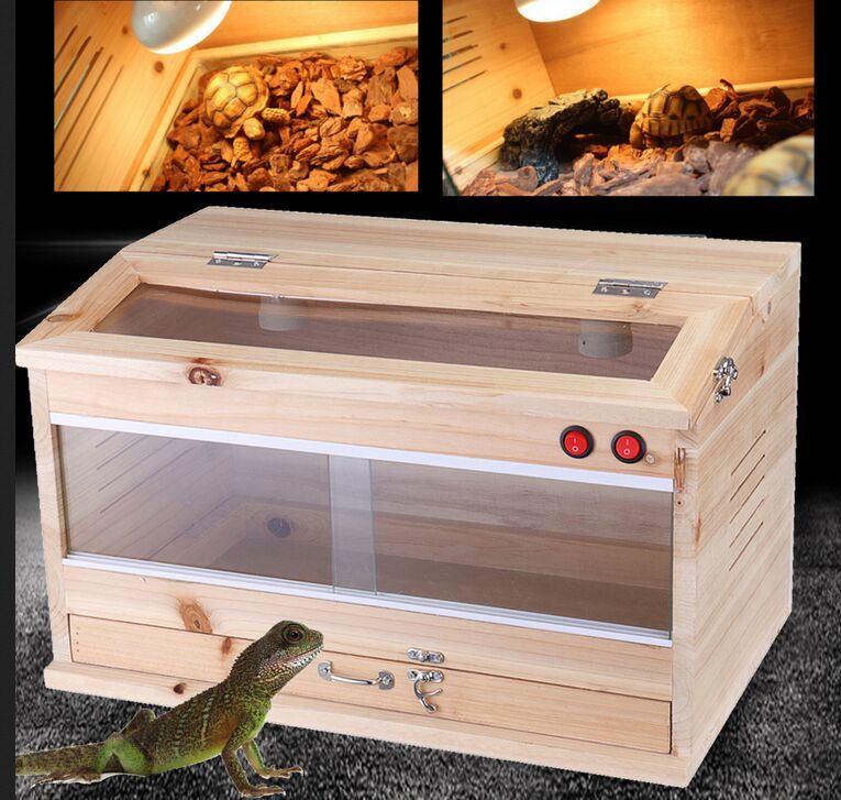 Wooden Reptiles Terrariums Enclosure Heating Cage Lizard Frogs Snake