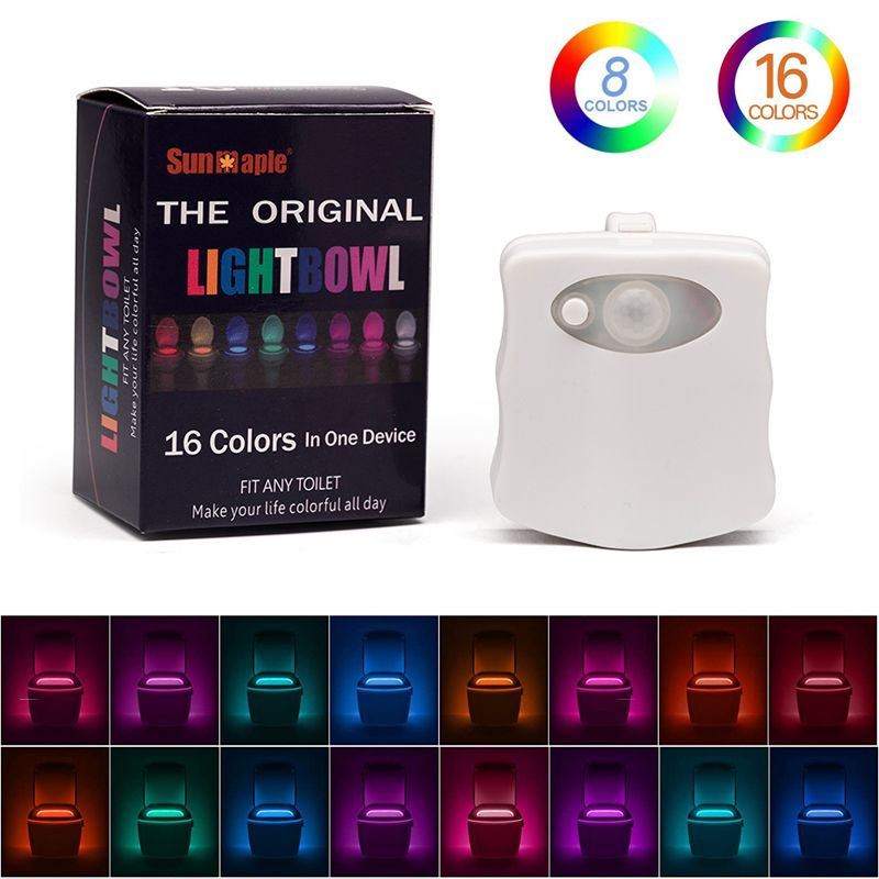 Buy Dropship Products Of Toilet Night Light 8/16 Colours Smart PIR