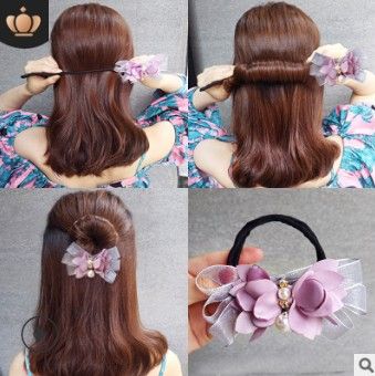 Multi Bowknot Flowers Fabric Hair Donut Simple Magic Bud Like Lazy People Hair Bun Maker Accessories Ha561 Donut Hairstyle Bun Hairstyle Donut Bun