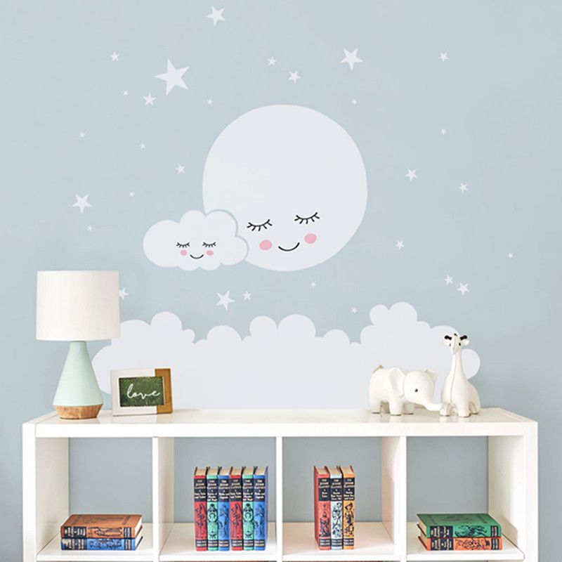Moon Stars Cloud Stickers For Kids Room Decal Nursery Wall Sticker Girls Decorative Vinyl Babies T180838 Q190522 Large Vinyl Wall Decals Large Wall Art Decals From Yiwang08 23 8 Dhgate Com