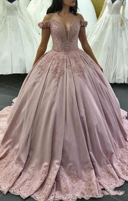 Compra Elegante Vestido De Quinceañera De Color Rosa 2019 Vestido De Bola  De Longitud De Longitud Del Piso Del Hombro Dulce 16 Dieciséis Vestido  Quinceanera Barato | Entrega Rápida Y Calidad | Es.Dhgate