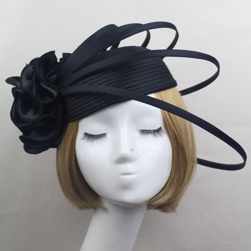black and ivory wedding hats
