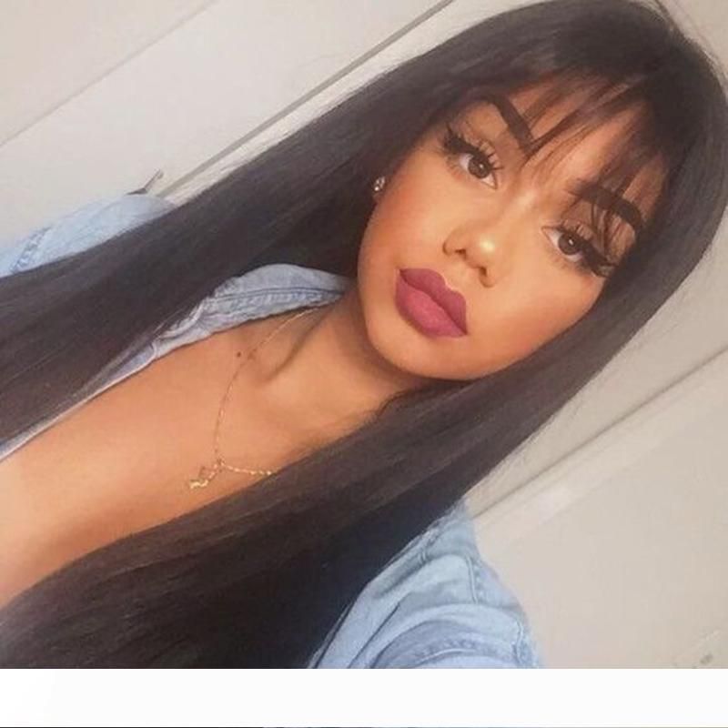 human hair wig with fringe