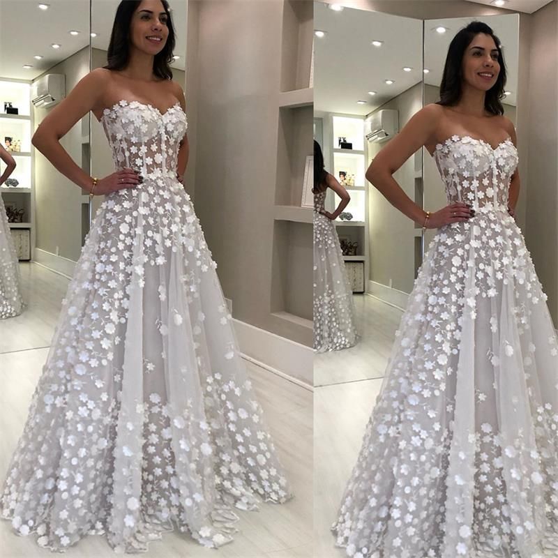 Compra Beige De Marfil Vestidos De Fiesta Sweetheart Flores Escote Flores  3d Una Línea De Vestidos De Noche Vestidos De Fiesta Vestidos De Gala  Barato | Entrega Rápida Y Calidad | DHgate