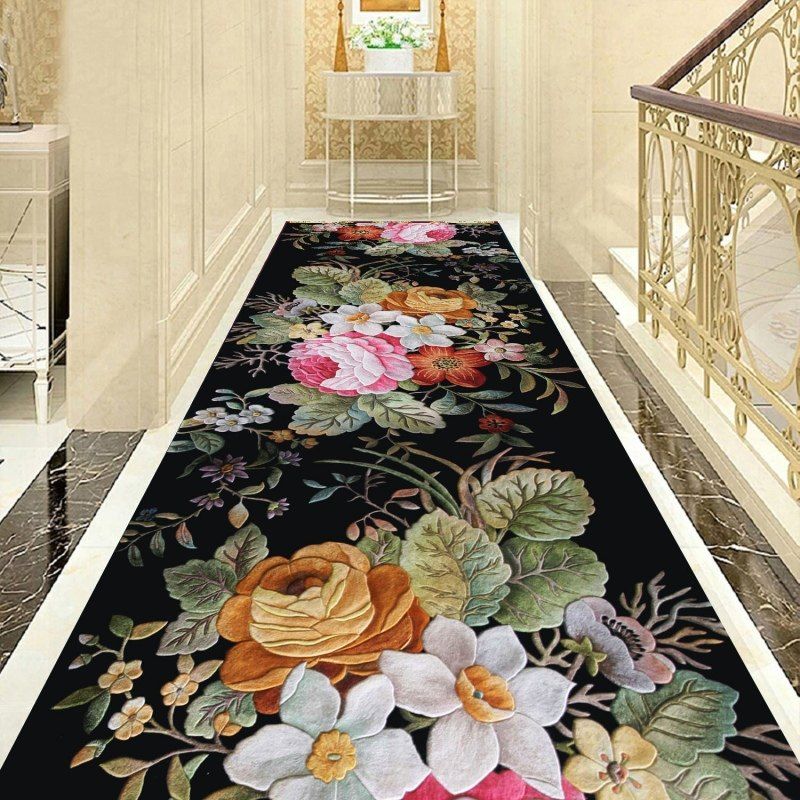 3D Big Flower Stair Carpet Living Room Decorative Corridor Carpet Hotel