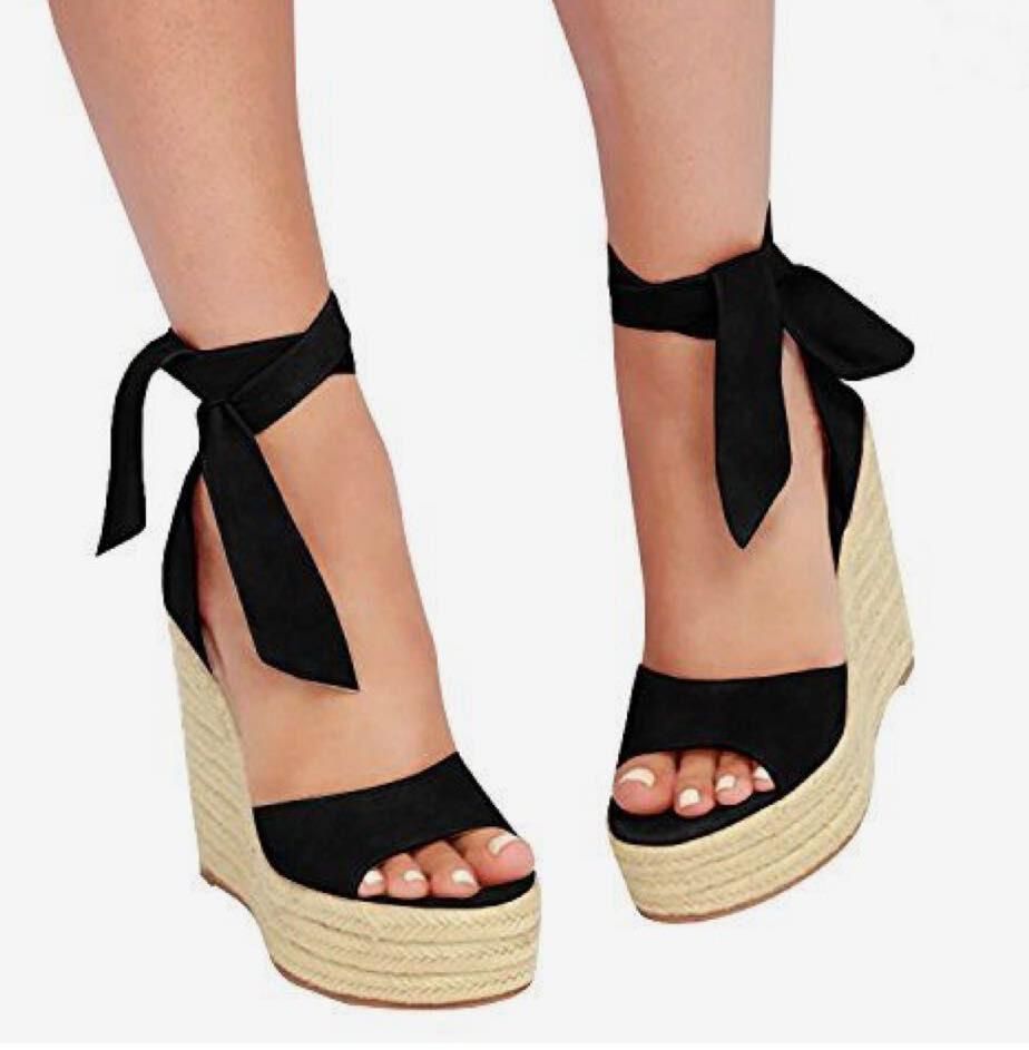 black platform wedge heels