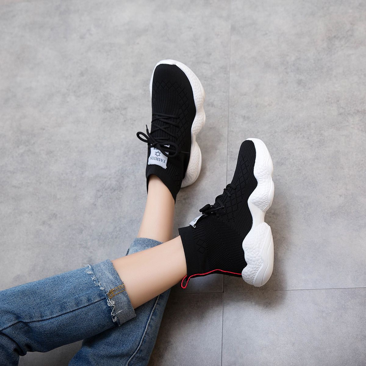 2019 Fashion Sock Shoes Speed Trainer Black White Best Quality