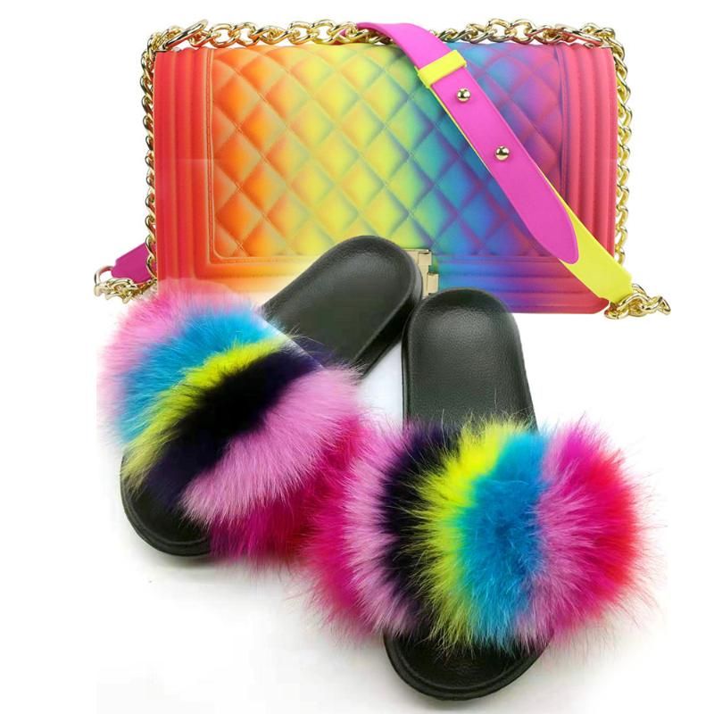 rainbow purse and sandals