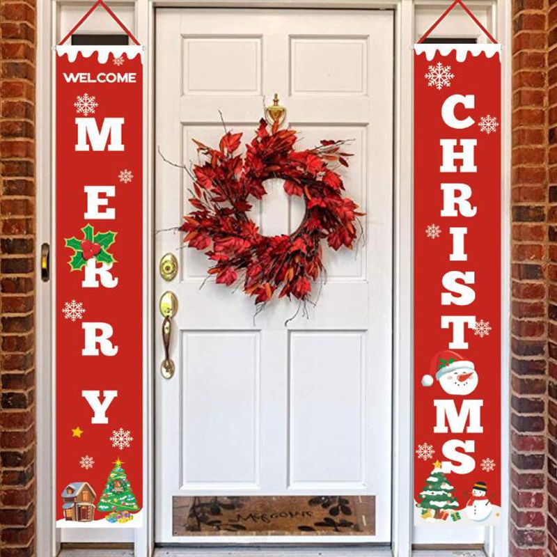 Merry Christmas Banners Front Door Welcome Christmas Porch Banners