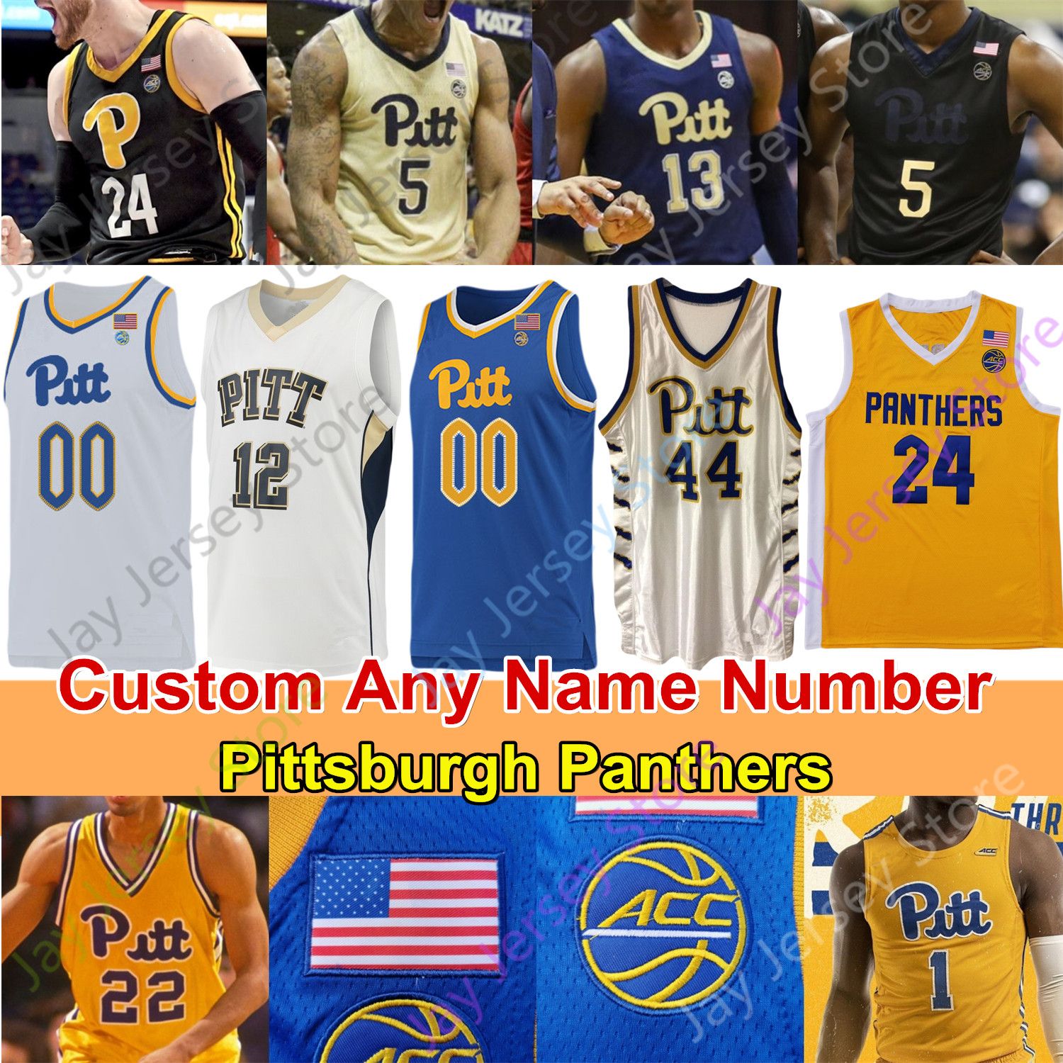 Pittsburgh Panthers Basketball Jersey NCAA College Champagnie Trey McGowens Murphy Johnson Eric