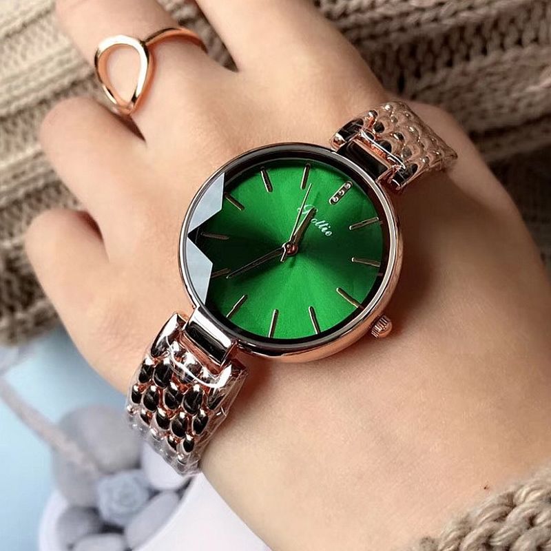 Dropshipping Fashion Diamond Glass Green Dial Ladies Watch Personality Rose Gold Steel Strap Quartz Women 39 S Watch Gift For Women First Wrist Watch Digital Wrist Watches From Jerry110 35 65 Dhgate Com