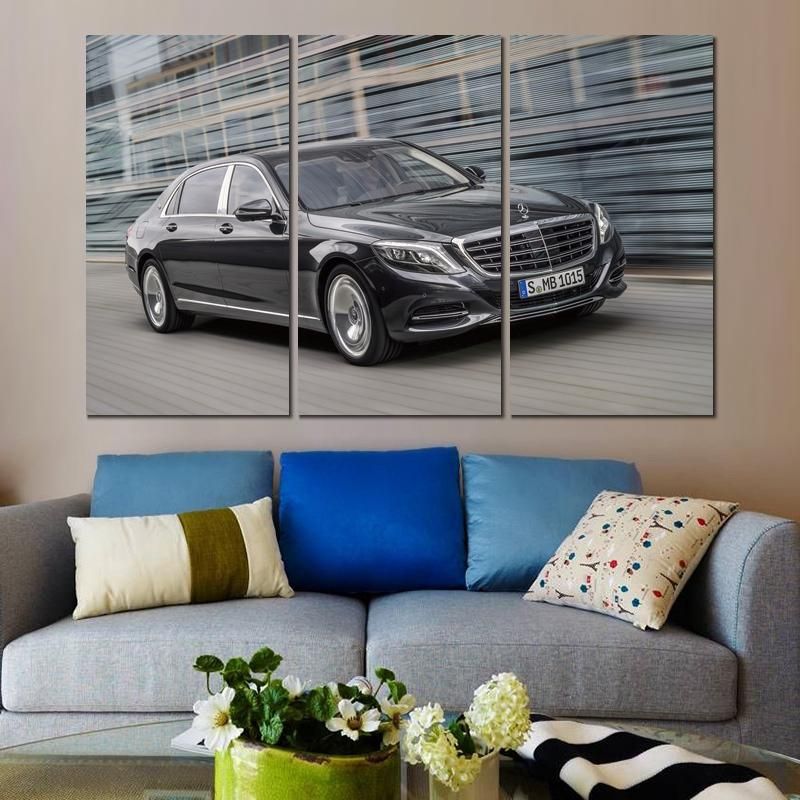Compra Mercedes Benz Maybach 3 Paneles Lienzo Pintado Cuadros De Pintura Para La Decoración De La Pared De La Sala De Estar Barato | Entrega Rápida Y Calidad | Es.Dhgate