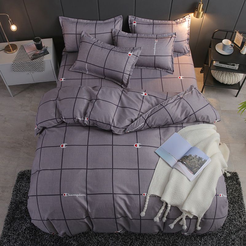 2019 Style Gray Grid Bedding Sets Duvet Cover Bed Set Pillowcase