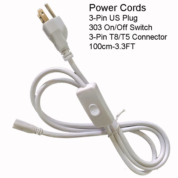 100CM 3PIN US Power Cords With Switch
