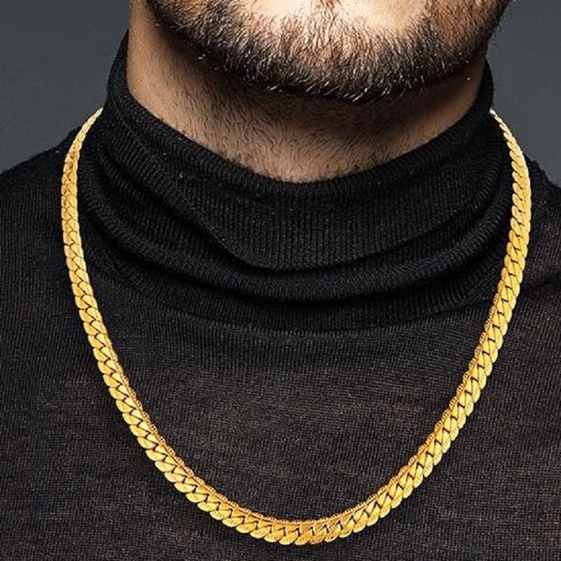 USENSET 7MM/9MM 18K Gold Color Curb 