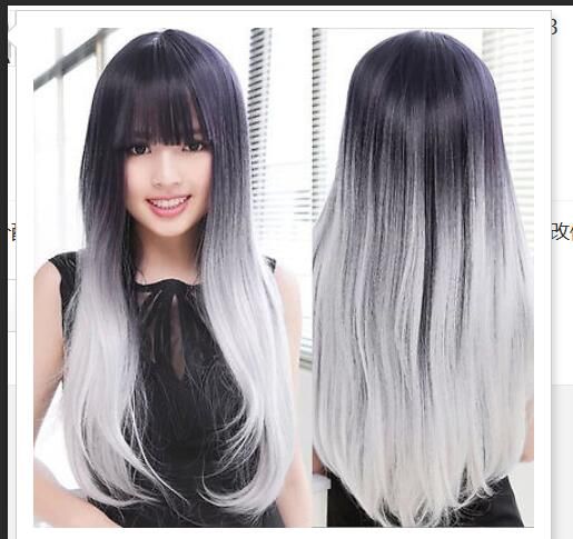 Satin Al Isik Sarisin Perulu Cosplay Kostum Peruk Uzun Dalgali Harajuku Tarzi Ombre Peruk Siyah Gumus Beyaz Isiya Dayanikli Bayanlar Perulu Sac Peruk Tl142 99 Dhgate Comda